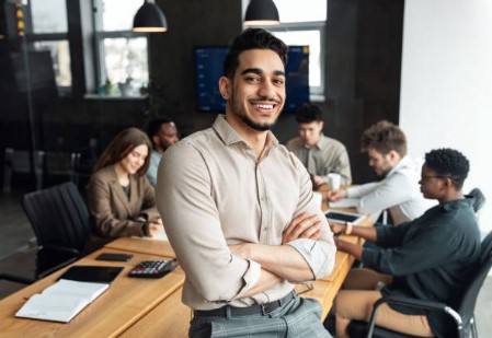 Career guy at the table 